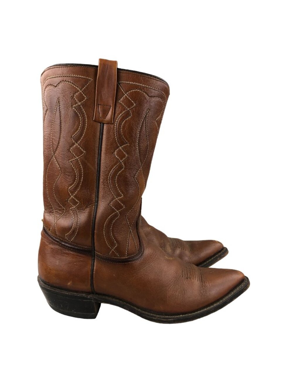 ACME VTG Men's Size 9D Brown Leather Pointed Toe Block Heel Western Cowboy Boots